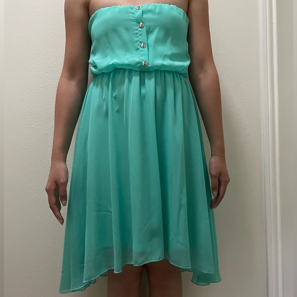 La Scala Chiffon Hi-Low Mint Green Dress